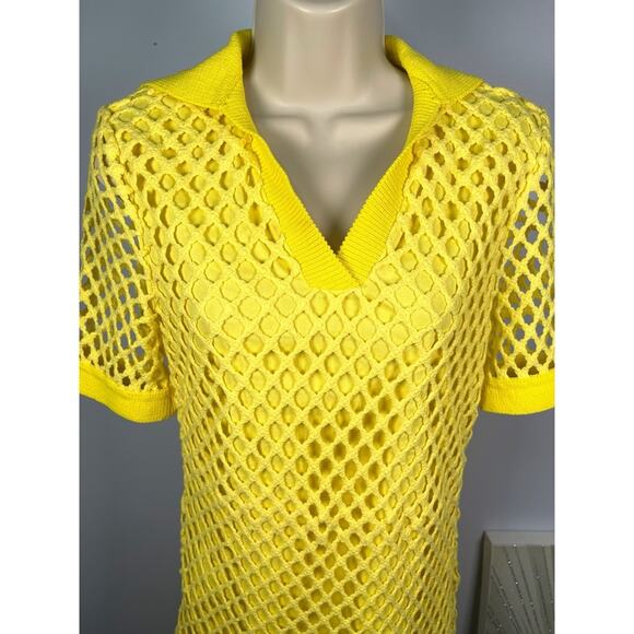Jonathan Simkhai Tazzie Floral Crochet Limon Yellow Mini Dress Size 2 - Picture 4 of 8